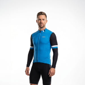 BWB Men's Blue Thermal Frost performance Winter Cycling Jersey & cargo Bib Tights Set