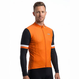 BWB Men's Orange Thermal Frost performance Long Sleeve Winter Cycling Jersey