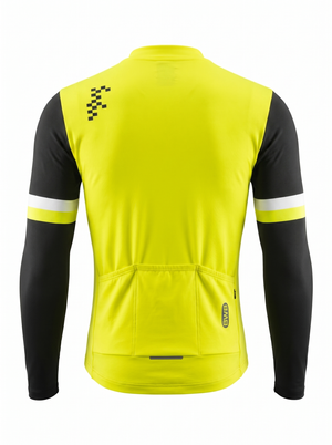 BWB Men's Yellow Thermal Frost performance Winter Cycling Jersey & cargo Bib Tights Set