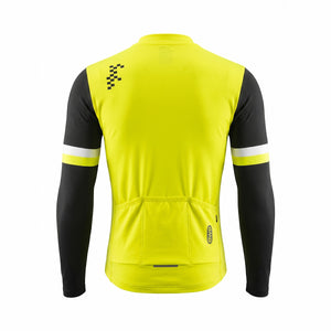 BWB Men's Yellow Thermal Frost performance Long Sleeve Winter Cycling Jersey