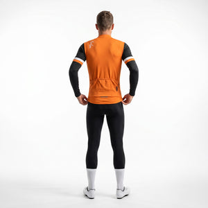 BWB Men's Orange Thermal Frost performance Long Sleeve Winter Cycling Jersey