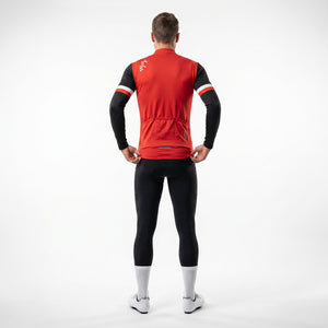BWB Men's Red Thermal Frost performance Long Sleeve Winter Cycling Jersey