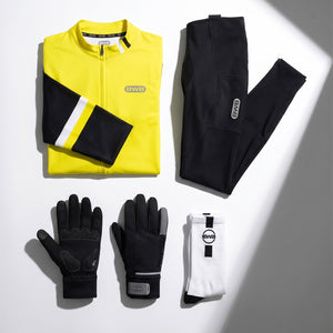 BWB Men's Yellow Thermal Frost performance Long Sleeve Winter Cycling Jersey