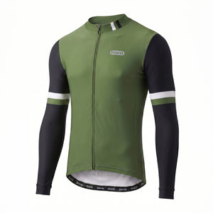 BWB Men's Green Thermal Frost performance Long Sleeve Winter Cycling Jersey