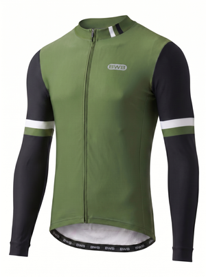 BWB Men's Green Thermal Frost performance Winter Cycling Jersey & cargo Bib Tights Set