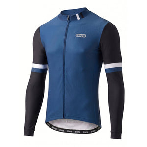 BWB Men's Navy Blue Thermal Frost performance Long Sleeve Winter Cycling Jersey