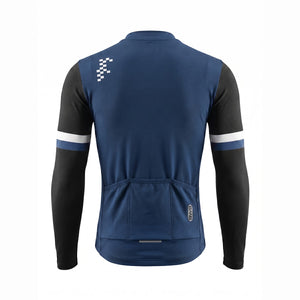 BWB Men's Navy Blue Thermal Frost performance Long Sleeve Winter Cycling Jersey
