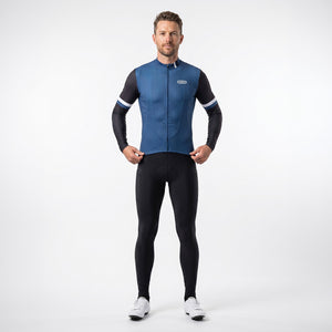 BWB Men's Navy Blue Thermal Frost performance Long Sleeve Winter Cycling Jersey