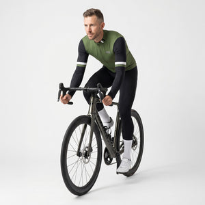 BWB Men's Green Thermal Frost performance Long Sleeve Winter Cycling Jersey