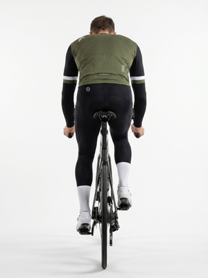 BWB Men's Green Thermal Frost performance Winter Cycling Jersey & cargo Bib Tights Set