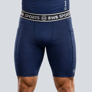 BWB Men's Navy Blue Compression Shorts – Athletic Base Layer