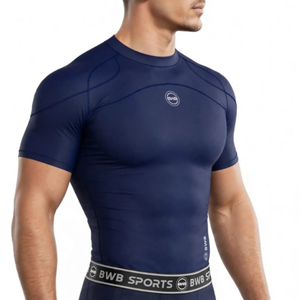 BWB Men's Navy Blue Short Sleeve Baselayer Compression Shirt
