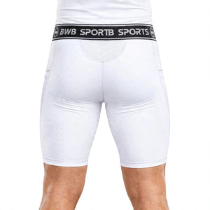 BWB Men's White Compression Shorts – Athletic Base Layer