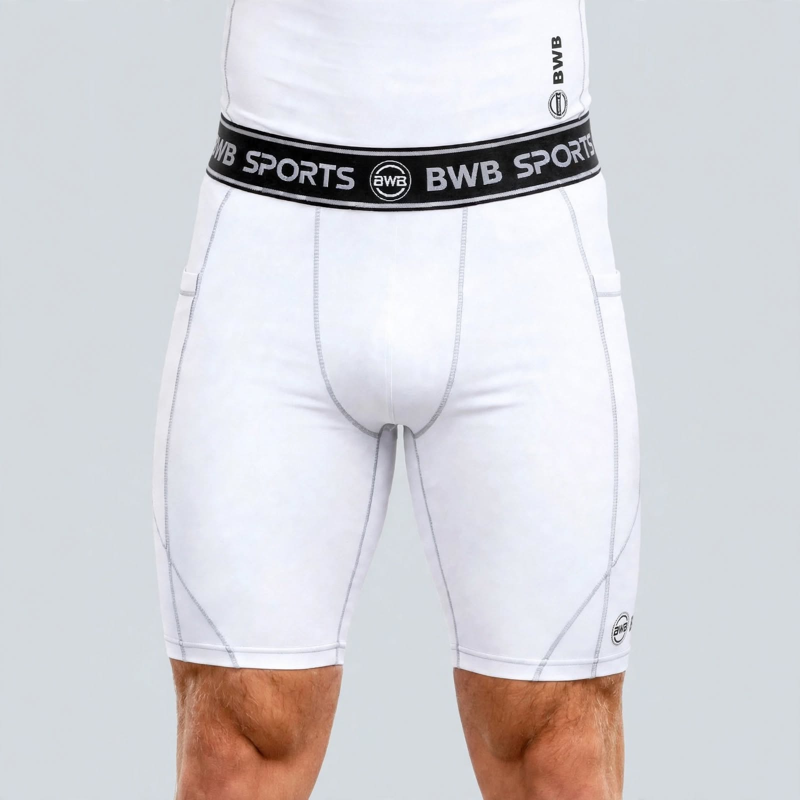 BWB Men's White Compression Shorts – Athletic Base Layer