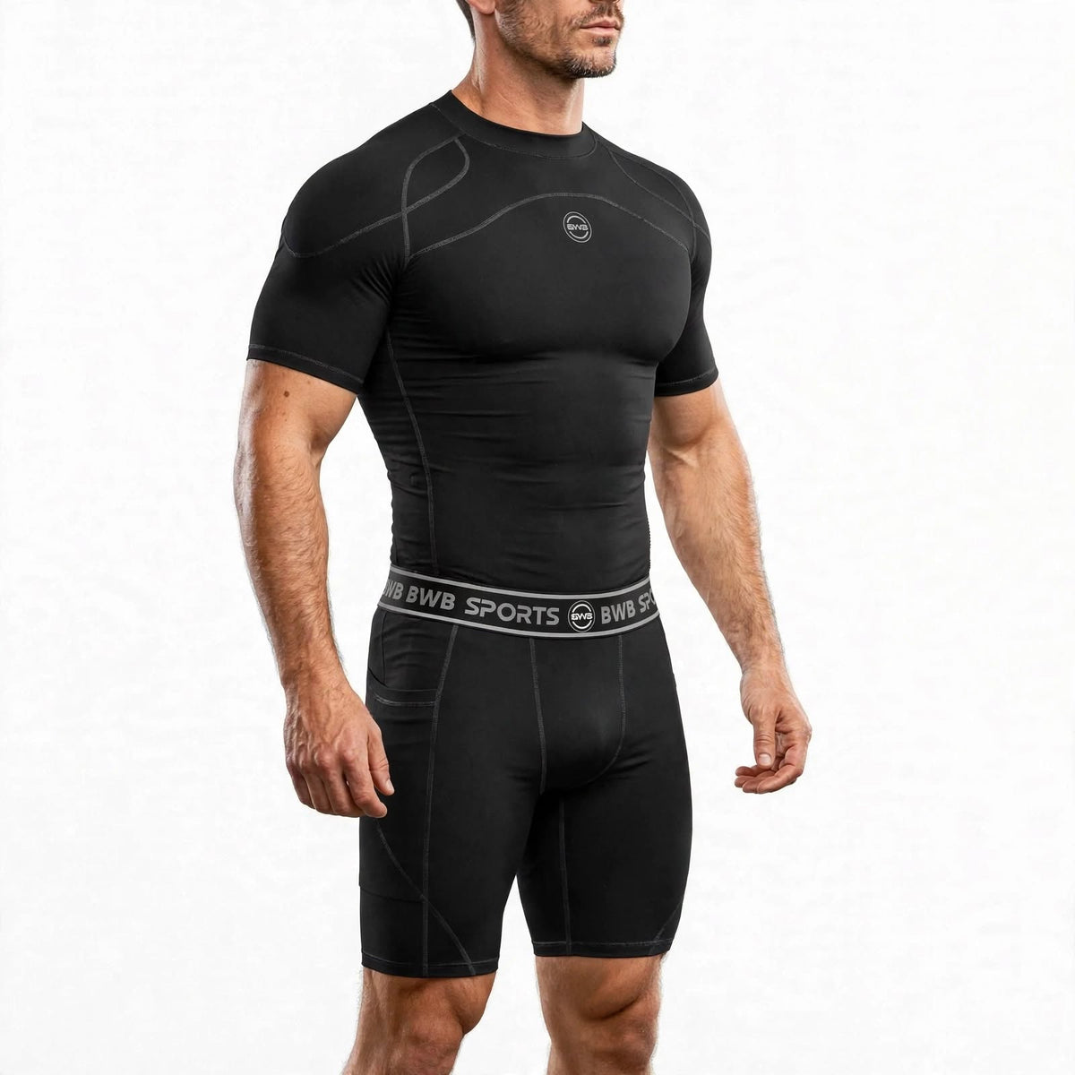 Men's Black Compression Shirt & Shorts Running Bundle