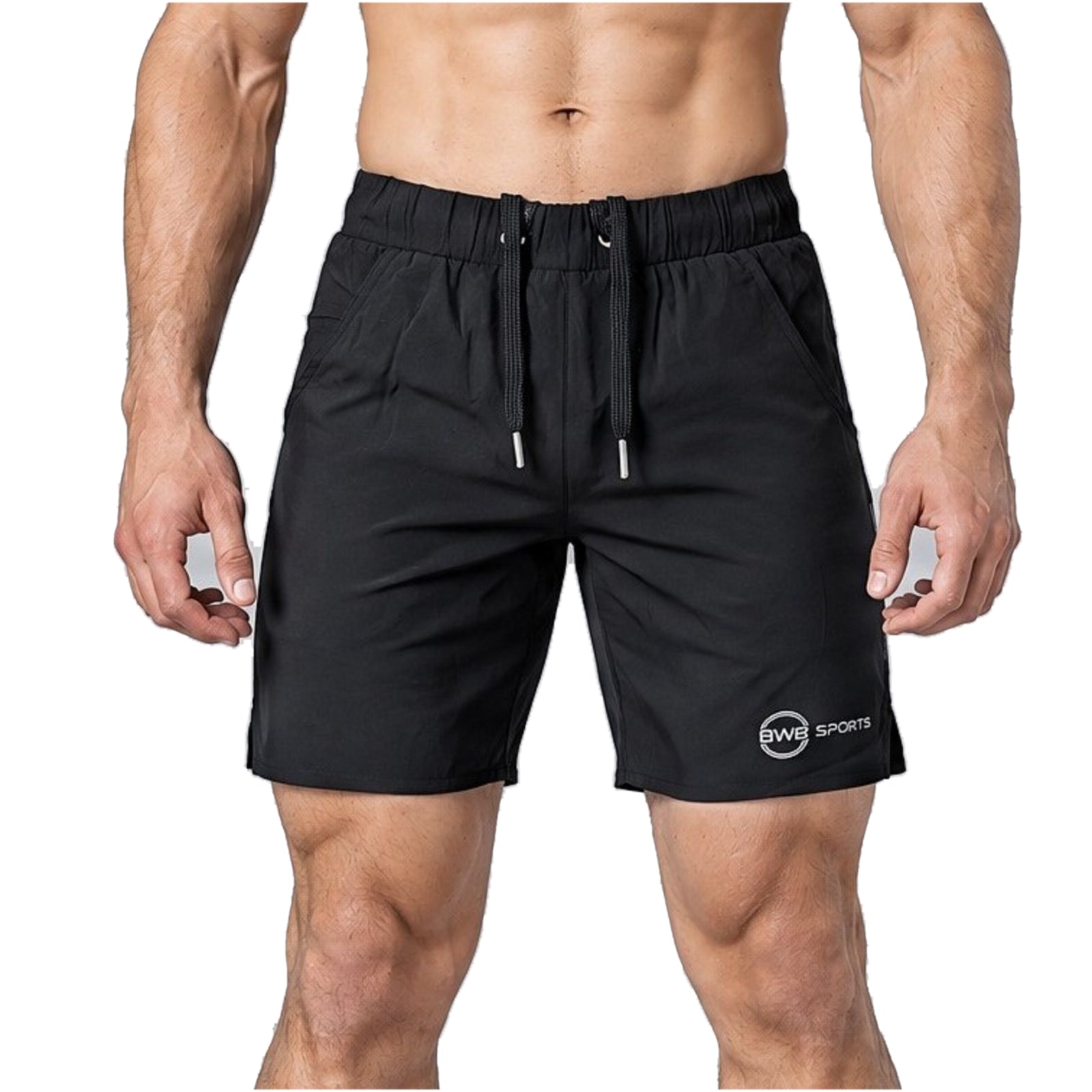 BWB Men's Black Sports Gym Running Shorts