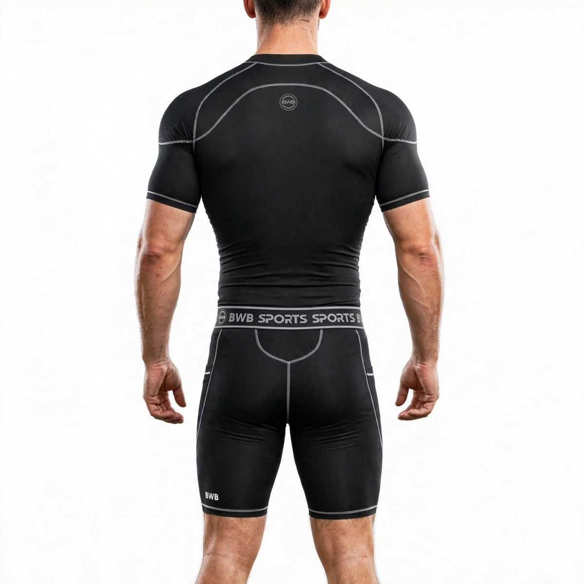 Men's Black & White Compression Shirt & Shorts Running Bundle