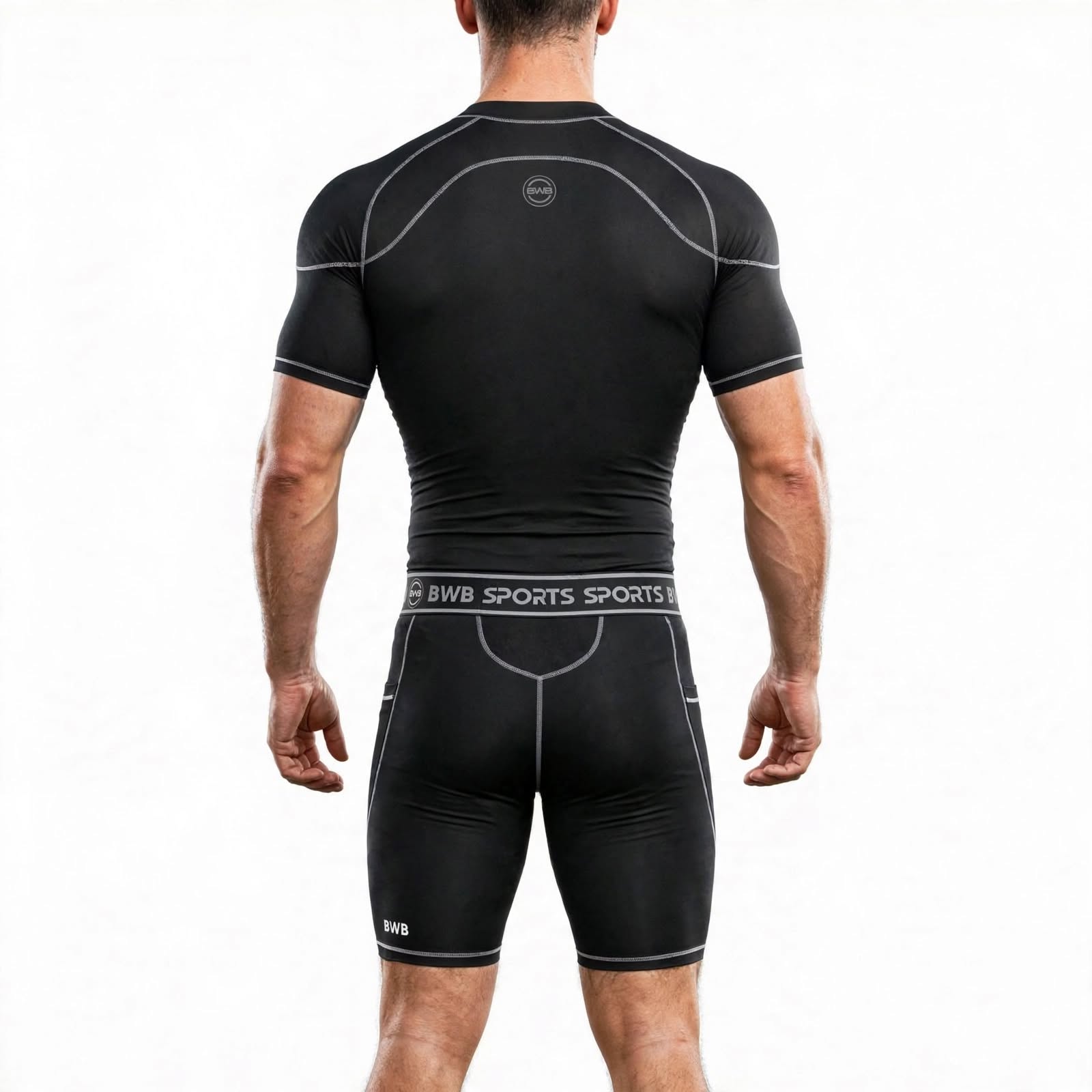 Men's Black & White Compression Shirt & Shorts Running Bundle