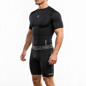 Men's Black Compression Shirt & Shorts Running Bundle