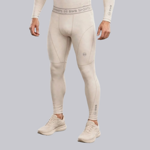 BWB Men's Beige Compression Baselayer Leggings