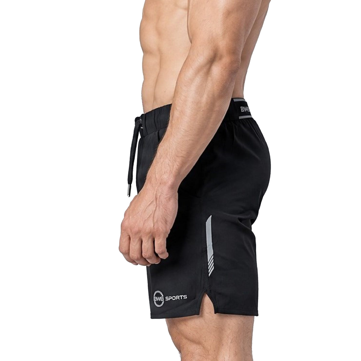BWB Men's Black Sports Gym Running Shorts