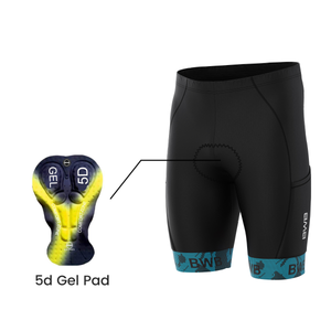 BWB Men’s Essential Black & Blue Gel Padded Summer Cycling Cargo Shorts