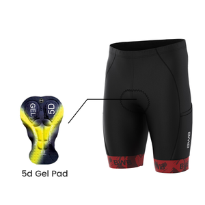 BWB Men’s Essential Black & Red Gel Padded Summer Cycling Cargo Shorts