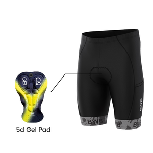 BWB Men’s Essential Black & Grey Gel Padded Summer Cycling Cargo Shorts