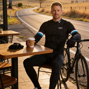 BWB Men's Black Thermal Frost performance Winter Cycling Jersey & cargo Bib Tights Set