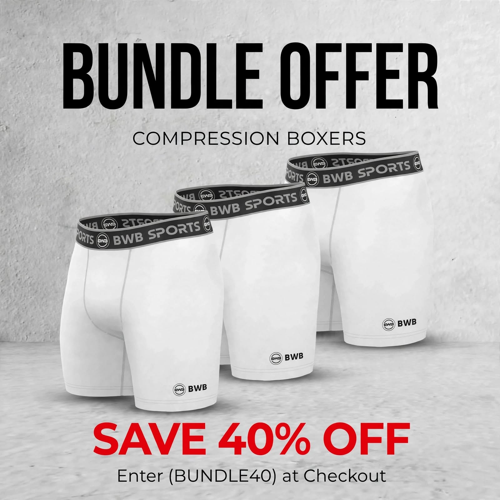 BWB Men's Boxer Shorts Value Pack 3 - White