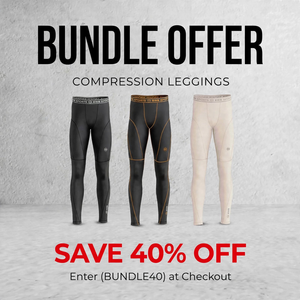 BWB Men's Compression Legging - Pack of 3
