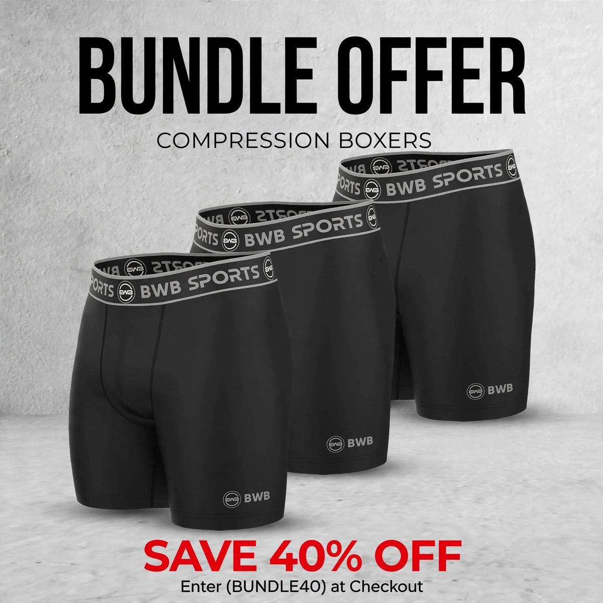 BWB Men's Boxer Shorts Value Pack 3 - Black