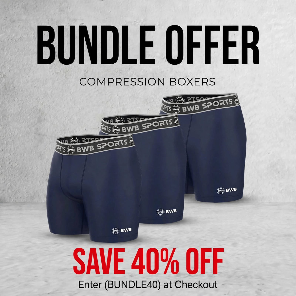 BWB Men's Boxer Shorts Value Pack 3 - Navy Blue