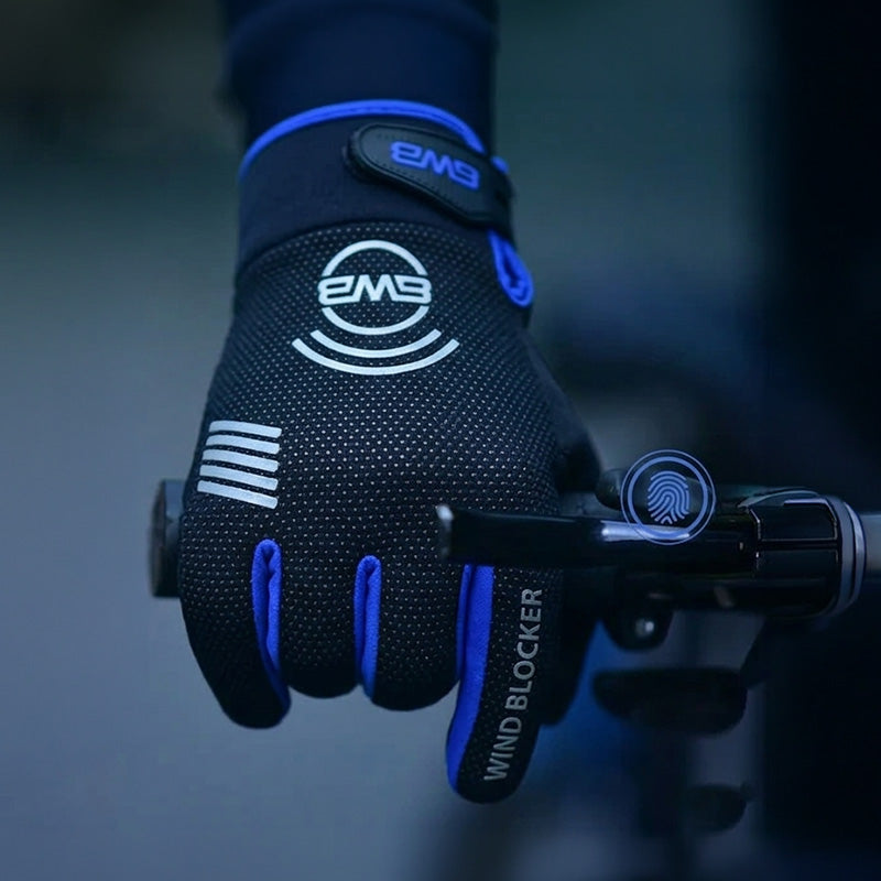 BWB Black / Blue Unisex Full Finger Gel Padded Winter Cycling Gloves