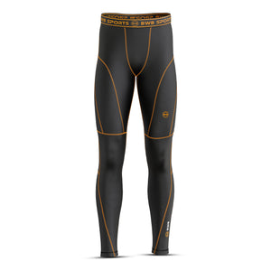 BWB Men's Black & Orange Baselayer Compression Leggings