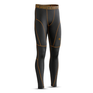 BWB Men's Black & Orange Baselayer Compression Leggings