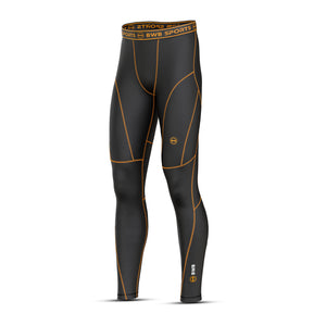 BWB Men's Black & Orange Baselayer Compression Leggings