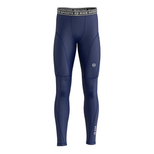 BWB MEN'S NAVY BLUE LONG SLEEVE BASELAYER COMPRESSION SHIRT & LEGGINGS SET