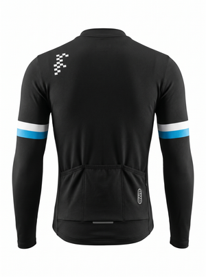 BWB Men's Black Thermal Long Sleeve Winter Cycling Jersey