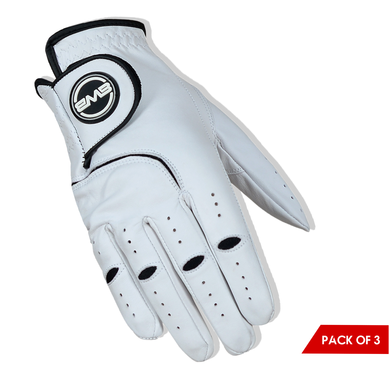 BWB Men's Right Hand Golf Glove White / Black