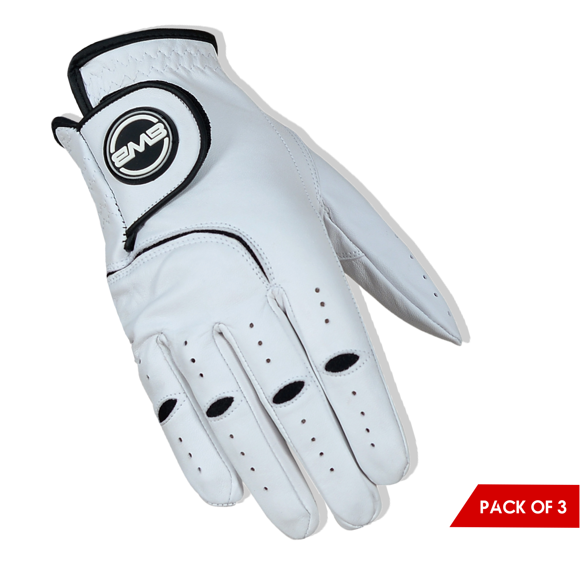 BWB Men's Right Hand Golf Glove White / Black