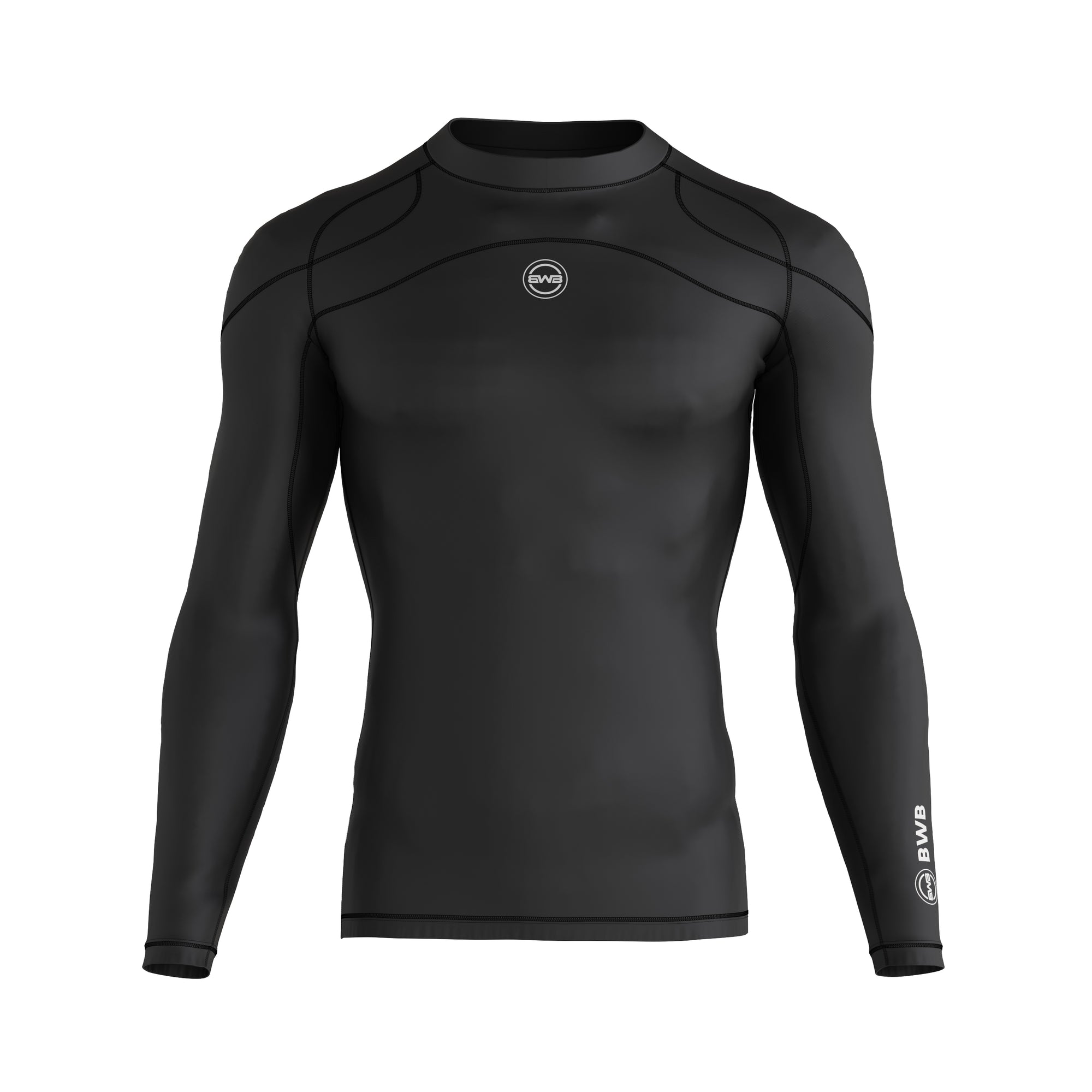 BWB MEN'S BLACK LONG SLEEVE BASELAYER COMPRESSION SHIRT & LEGGINGS SET