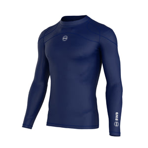 BWB MEN'S NAVY BLUE LONG SLEEVE BASELAYER COMPRESSION SHIRT & LEGGINGS SET