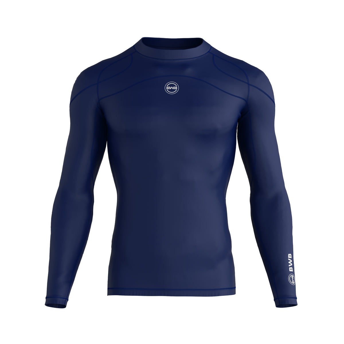 BWB MEN'S NAVY BLUE LONG SLEEVE BASELAYER COMPRESSION SHIRT & LEGGINGS SET