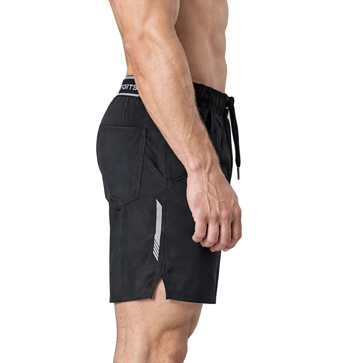 BWB Men's Black Sports Gym Running Shorts