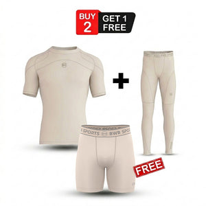 BWB Men's Beige Premium Full Body Recovery Compression Bundle