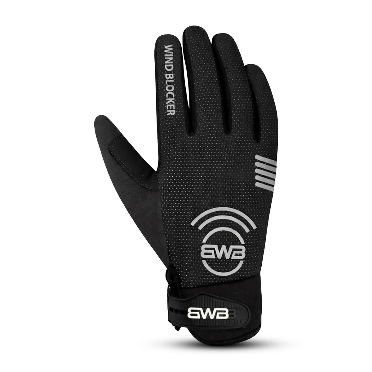 BWB Black Unisex Full Finger Gel Padded Winter Cycling Gloves