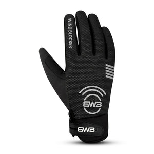 BWB Black Unisex Full Finger Gel Padded Winter Cycling Gloves
