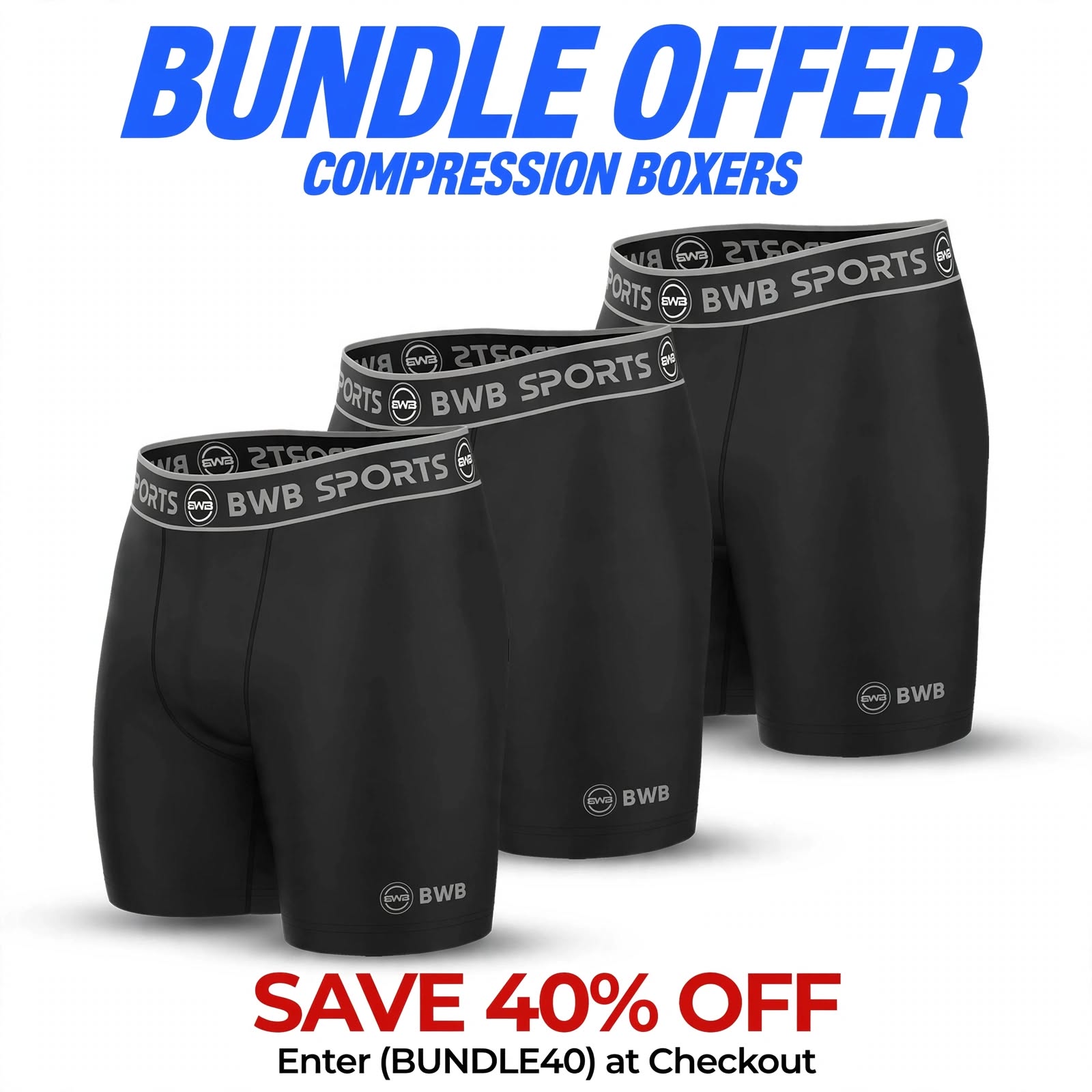 BWB Men's Boxer Shorts Value Pack 3 - Black