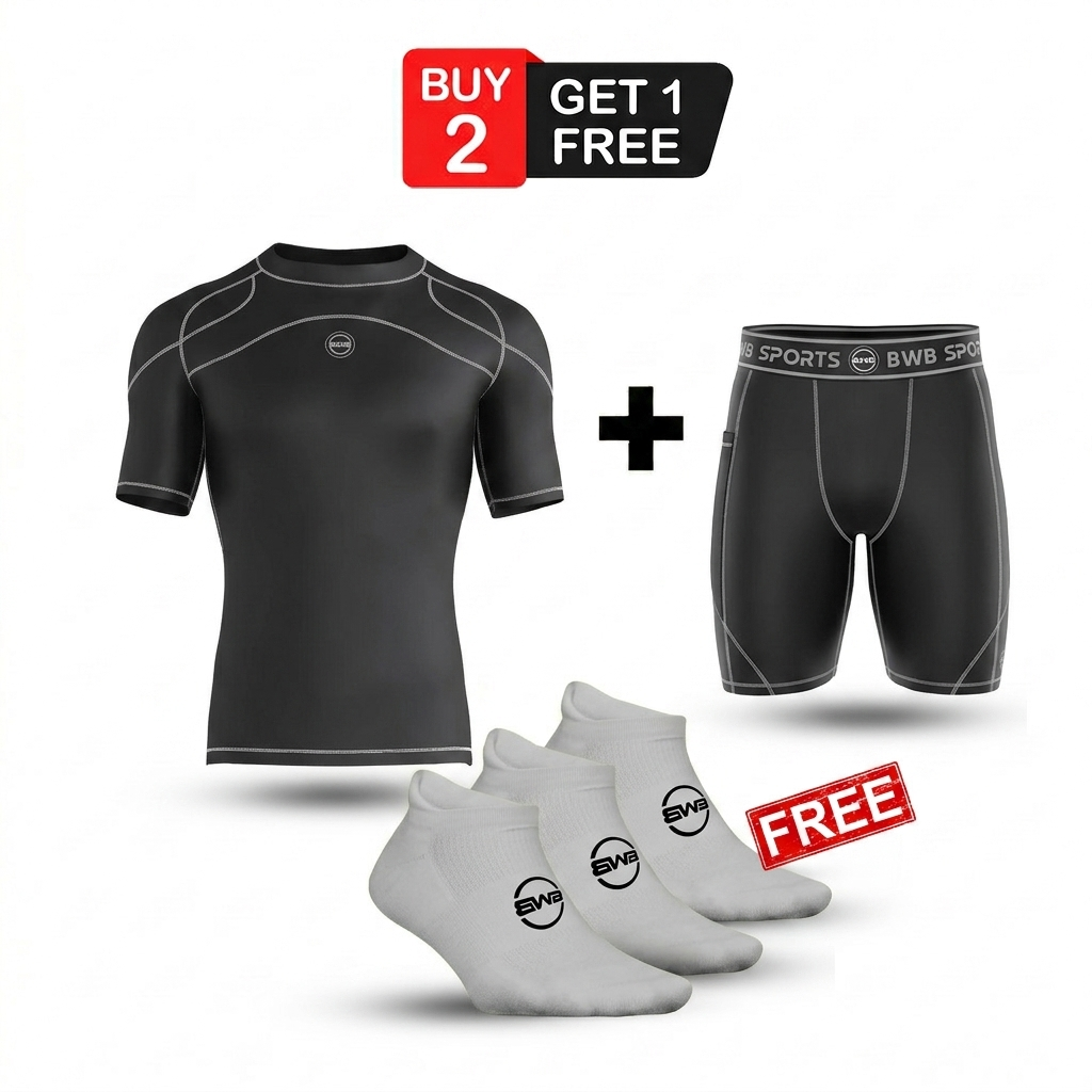 BWB Men’s Black/White Race Day Runner Performance Bundle